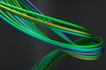 Colored fibre wires cables. 3d rendering