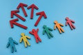 Colored figures and arrows from one as a concept of idea and creativity. Royalty Free Stock Photo