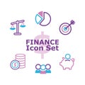 Colored finance icons set Vector