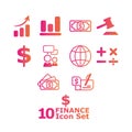 Colored finance icons set Vector