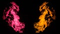 Colored fire on black background. Flaming patterns and abstract smoke. Concept, idea,