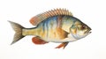 Scientific Illustration Of A Colorized Bluegill Fish On White Background Royalty Free Stock Photo