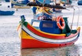 Colored Fishing boats in Marsaxlokk harbor, Malta Royalty Free Stock Photo