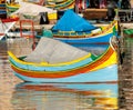 Colored Fishing boats in Marsaxlokk harbor, Malta Royalty Free Stock Photo