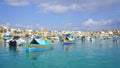 colored fishing boats, Marsaxlokk harbour, Malta Royalty Free Stock Photo