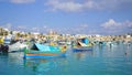 colored fishing boats, Marsaxlokk harbour, Malta Royalty Free Stock Photo