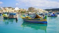 colored fishing boats, Marsaxlokk, Malta Royalty Free Stock Photo