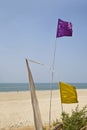 Colored flags breeze and beachcomber Royalty Free Stock Photo