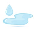 Colored flat icon, vector design with shadow. Puddle of water with drop.