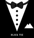 Colored flat vector design. Black and white bow tie tuxedo. Royalty Free Stock Photo