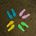 Colored flip flops