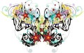 Colored floral butterfly wings splashes