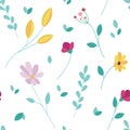 Colored floral pattern on a white background. Summer flowers Royalty Free Stock Photo