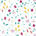 Colored floral pattern on a white background. Summer flowers Royalty Free Stock Photo