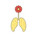 Colored flower and sick lungs