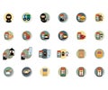 Colored food delivery icon sets