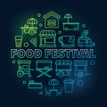 Colored food festival vector linear illustration or sign
