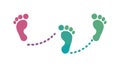 Colored footprints, diverse paths, tracking progress, unique journey, vector design Generative AI Royalty Free Stock Photo