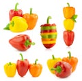 Colored Fresh Peppers - big Set - Different compositions - Isol Royalty Free Stock Photo