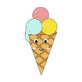 cute kawaii colored ice cream doodle style