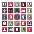 Colored Funeral Icon Set