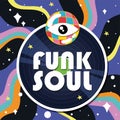 Colored funk music style concept background Vector