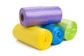 Colored garbage bags roll Royalty Free Stock Photo