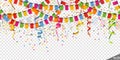 colored garlands, streamers and confetti party background
