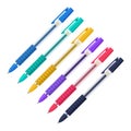 Colored gel pens with rubber grips and caps set Royalty Free Stock Photo