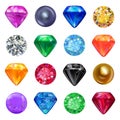 Colored gems game interface set Royalty Free Stock Photo