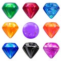 Colored gems game interface set Royalty Free Stock Photo