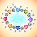 Colored gems oval frame