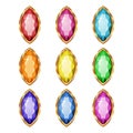 Colored gemstones set in gold. Royalty Free Stock Photo