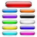 Colored glass 3d buttons with chrome frame. Oval icons Royalty Free Stock Photo