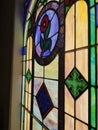 Colorful glass pane of church window Royalty Free Stock Photo
