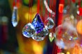 Colored glass and copper wind bells Royalty Free Stock Photo