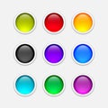 Colored glossy round buttons realistic vector set Royalty Free Stock Photo