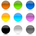Colored and glossy rounded buttons set