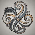 Colored gold and silver with dark outlines, creating a metallic Royalty Free Stock Photo
