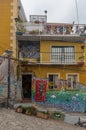 Colored graffiti, street art in the historic old town of Valparaiso Royalty Free Stock Photo