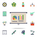 colored graphical indicators on the presentation icon. Detailed set of colored science icons. Premium graphic design. One of the