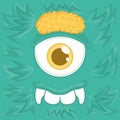 Colored hairy one eye monster avatar background Vector