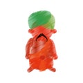 Colored hand drawing indian man mustache turban