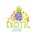 Exotic logo template with tropical fruits Royalty Free Stock Photo
