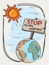 Colored hand-drawn illustration dedicated to climate change and global warming.