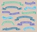 Colored Hand Drawn Ribbon Banners Set with Handwritten Messages