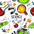 Colored Hand drawn science pattern Royalty Free Stock Photo