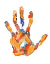 Colored hand print on white background Royalty Free Stock Photo