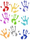 Colored hand prints Royalty Free Stock Photo