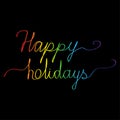 colored Happy holidays black background. Vector illustration.